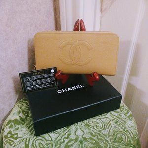 Chanel Caviar Leather Zip Wallet